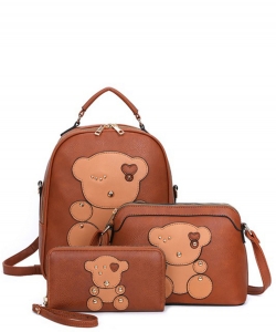 Fashion Bear 3-in-1 Backpack Set BZ-XM21204T3 BROWN